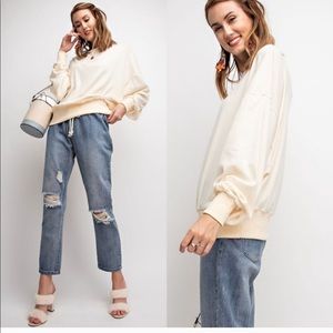Super Cute Cream Top long sleeve over sized